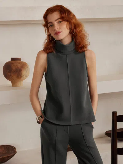 Oglmove Turtle Neck Split Hem Top