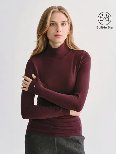Oglmove Turtleneck Long Sleeve Bra Top In Brown