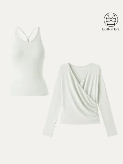 Oglmove Two-piece Set Cami With Surplice Ruched Top