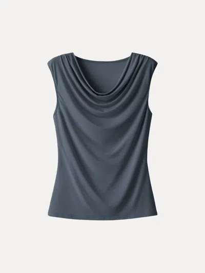 Oglmove Ultrasoft Matte Smooth Cowl Neck Long Tank In Gray