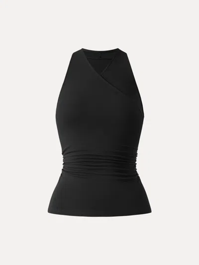 Oglmove Ultrasoft Surplice Sleeveless Top In Black