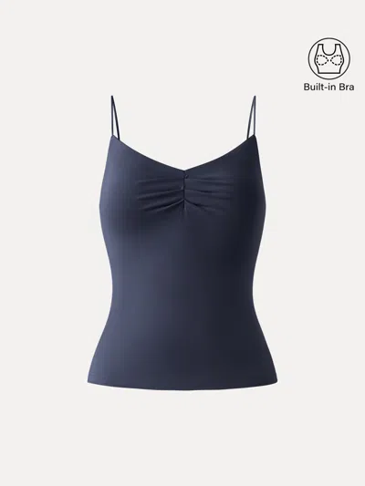 Oglmove Ultrasoft Sweetheart Neck Front Tucked Spaghetti Brami In Blue