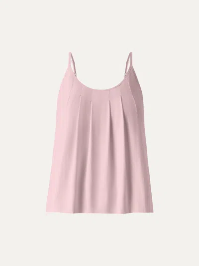Oglmove U-neck Pleated Spaghetti Bra Tank In Pink