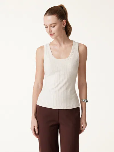 Oglmove U-neck Sleeveless Bra Top In Fog Ivory Beige
