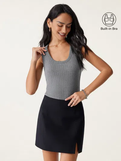 Oglmove U-neck Sleeveless Bra Top In Heather Grey