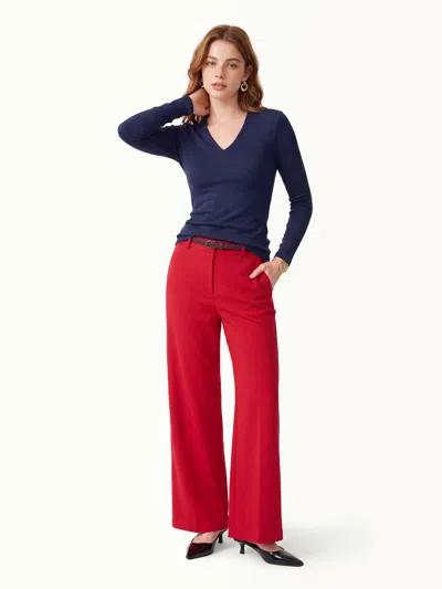 Oglmove V-neck Long Sleeve Bra Top In Indigo
