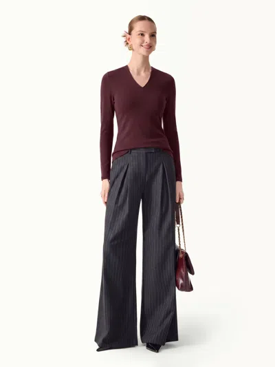 Oglmove V-neck Long Sleeve Bra Top In Ruby