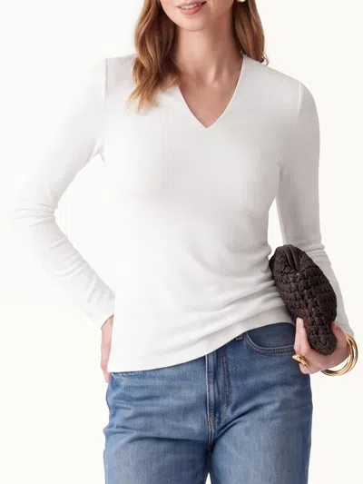 Oglmove V-neck Long Sleeve Bra Top In White