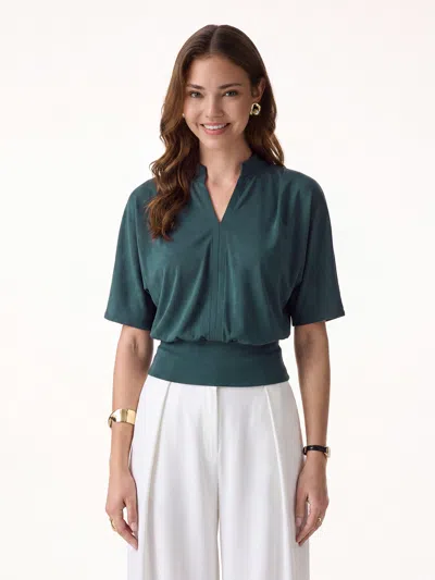 Oglmove V-neck Short Sleeve Top In Deep Water