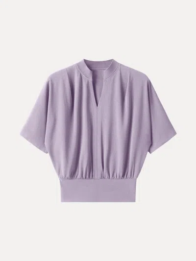 Oglmove V-neck Short Sleeve Top In Lilac