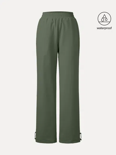 Oglmove Water-proof Fleece-lined Elastic Waist Pant In Green