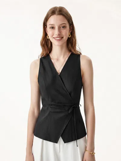 Oglmove Wrap Top With Self-tie In Black