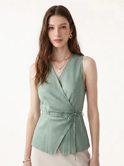 Oglmove Wrap Top With Self-tie In Green