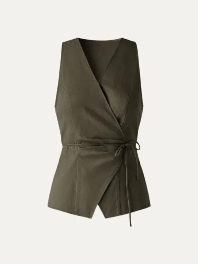 Oglmove Wrap Top With Self-tie In Green