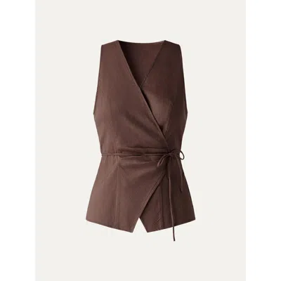 Oglmove Wrap Top With Self-tie In Walnut Brown