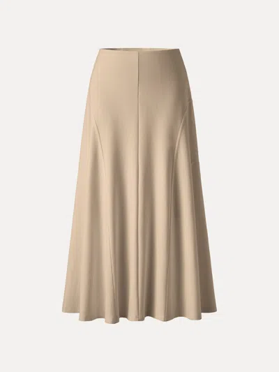 Oglmove Wrinkle-resistant A-line Flared Maxi Skirt In Brown