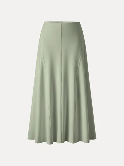 Oglmove Wrinkle-resistant A-line Flared Maxi Skirt In Green