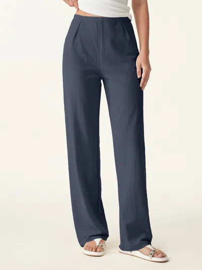 Oglmove Wrinkle-resistant Cotton-linen Mid Rise Straight Leg Pant