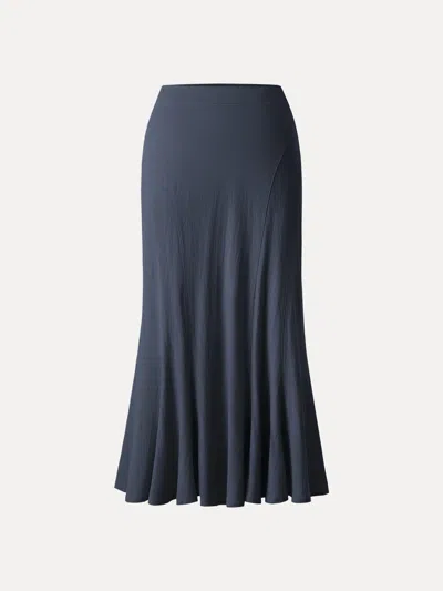 Oglmove Wrinkle-resistant Cotton-linen Pull-on Midi Skirt