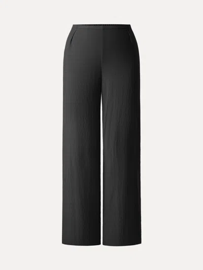 Oglmove Wrinkle-resistant Cotton-linen Straight Leg Pant In Black