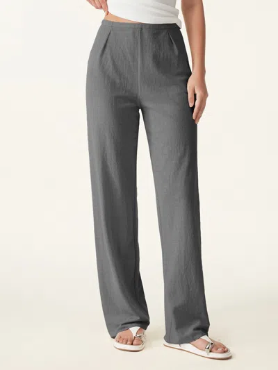 Oglmove Wrinkle-resistant Cotton-linen Straight Leg Pant In Gray