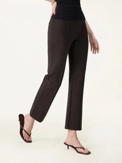 Oglmove Wrinkle-resistant High Rise Cropped Flare Leg Travel Pant In Black Chocolate Brown