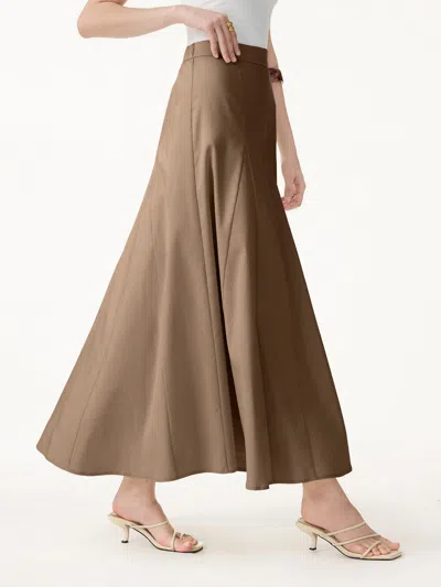 Oglmove Wrinkle-resistant Linen Blend Maxi Flare Skirt
