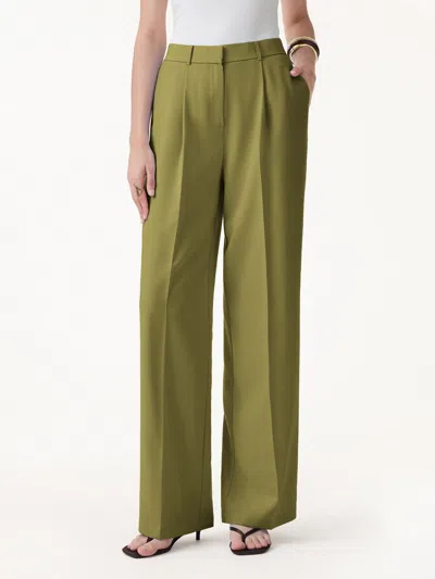 Oglmove Wrinkle-resistant Linen Blend Wide Leg Pants In Green
