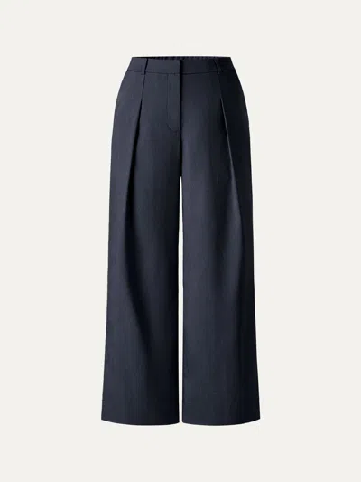 Oglmove Wrinkle-resistant Linen Cropped Wide Leg Pants In Blue
