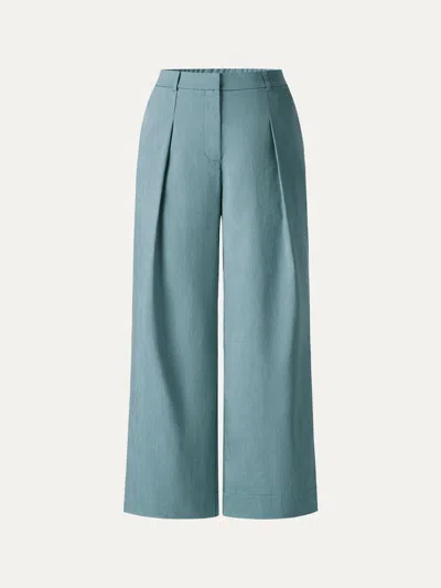 Oglmove Wrinkle-resistant Linen Cropped Wide Leg Pants In Green