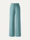 Oglmove Wrinkle-resistant Linen Drawstring Wide Leg Pants With Pockets In Blue