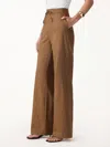 Oglmove Wrinkle-resistant Linen Drawstring Wide Leg Pants With Pockets In Brown