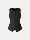 Oglmove Wrinkle-resistant Linen Summer Waistcoat With Pockets In Black