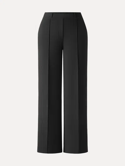 Oglmove Wrinkle-resistant Mid Rise Straight Leg Pants With Pockets In Black