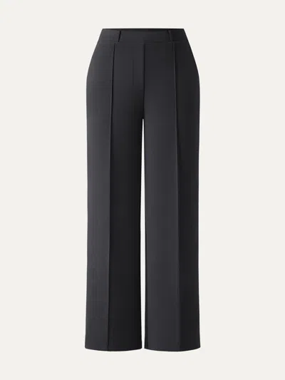 Oglmove Wrinkle-resistant Mid Rise Straight Leg Pants With Pockets In Black