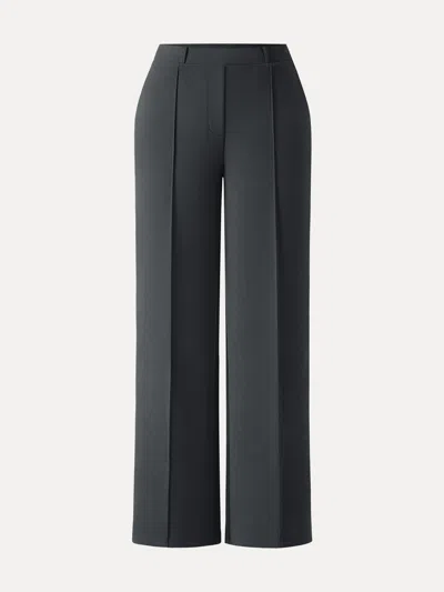 Oglmove Wrinkle-resistant Mid Rise Straight Leg Pants With Pockets In Blue Charcoal