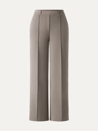Oglmove Wrinkle-resistant Mid Rise Straight Leg Pants With Pockets In Brown
