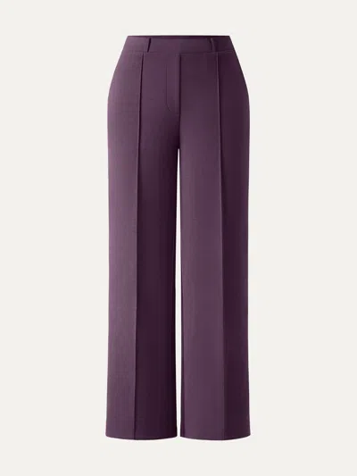 Oglmove Wrinkle-resistant Mid Rise Straight Leg Pants With Pockets In Purple