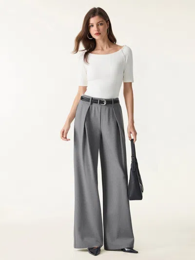 Oglmove Wrinkle-resistant Stretchy High Rise Wide Leg Pants With Pockets