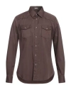 Ognunolasua By Camicettasnob Man Shirt Dark Brown Size 16 Cotton In Brown