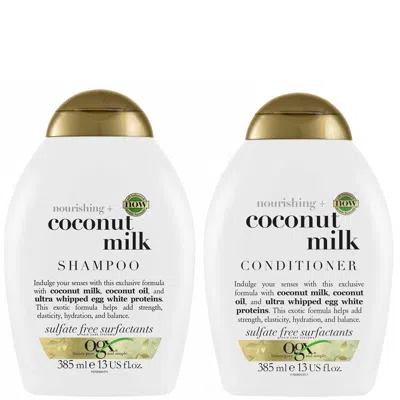 Ogx Nourishing+ Coconut Milk Shampoo And Conditioner Bundle For Strong Hair In White
