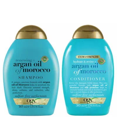 Ogx Renewing+ Argan Oil Of Morocco Shampoo And Conditioner Bundle For Shiny Hair In White