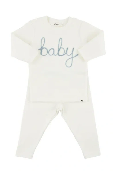 Oh Baby ! "baby" Fog Embroidered Two Piece Set In Cream
