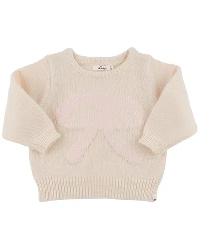 Oh Baby Baby Pink Bow Crew Neck Sweater In Neutral