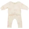 Oh Baby ! Big Bows Pink Brooklyn Boxy Jogger Set In Milk