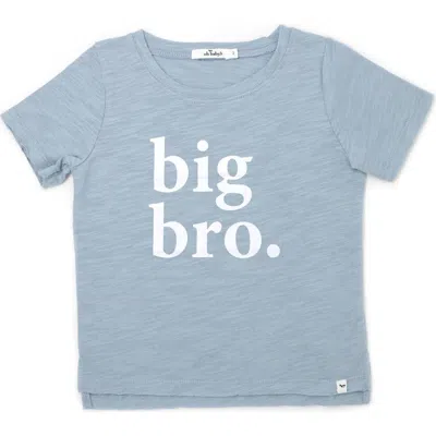 Oh Baby ! "big Bro." Cotton Slub Raw Edge Tee White Ink In Fog
