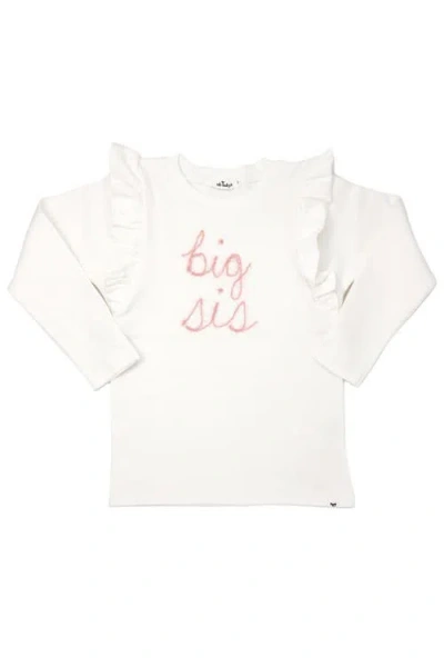 Oh Baby ! "big Sis" Pink Eyelash Millie Long Sleeve Tee In White