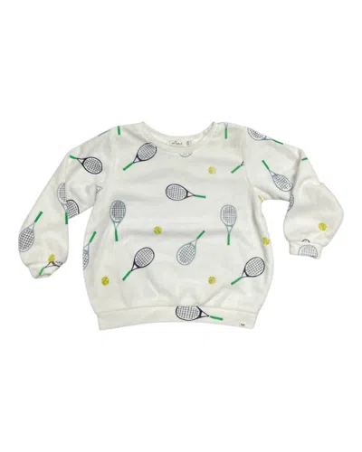 Oh Baby Kids' Boy's Tennis Terry Sweatshirt In White/navy In Green