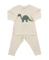 Oh Baby ! Boys' Dino Forest Applique 2-piece Top And Pant Set - Baby In Neutral