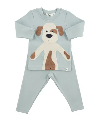 Oh Baby ! Boys' Puppy Applique Two Piece Set - Baby In Blue